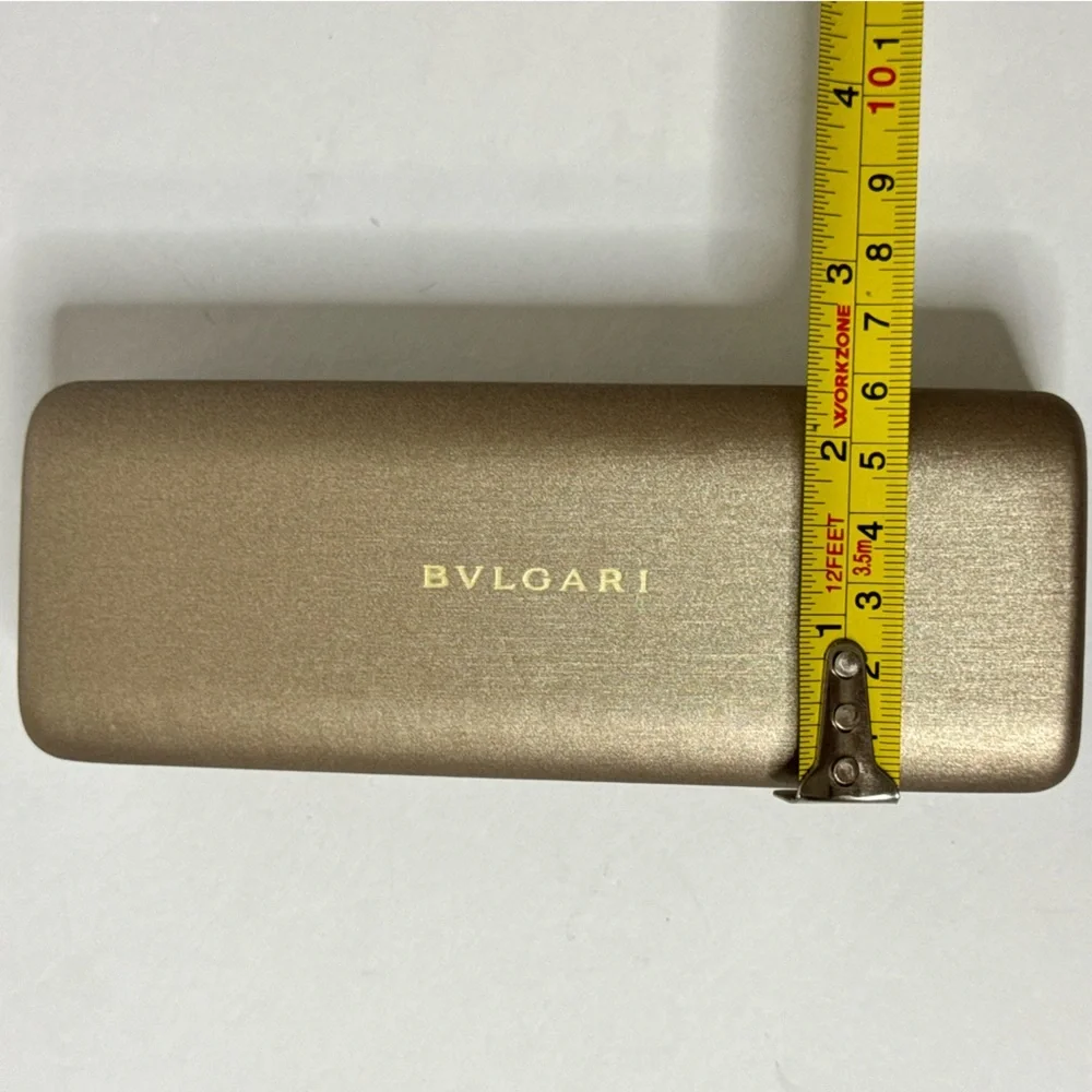 BVLGARI Sunglasses only Hard Case Gold Clamshell Eyeglasses Case Orange Interior